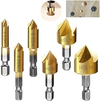 Fraises à Chanfreiner ASNOMY 5Pcs | Foret Conique 82° HSS Pour Métal, Bois, PVC - 6 à 19mm
