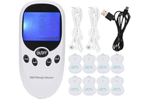 GAESHOW Dual Channel TENS Machine for Pain Relief, TENS Unit Muscle Stimulator with 6 Massage Modes and 8 Replacement Pads, Rechargeable TENS Machines (Not including batteries)