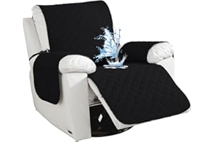 CYCMACO Impermeable Funda Sillon Reclinable 1 Asiento, Funda Sillon Reclinable con Bolsillos Laterales, Antideslizante, Antiarañazos, Universal, Fácil De Instalar Y Lavar, Negro