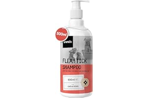 ANIMIGO Flea & Tick Shampoo for Cat & Dog - pH Balanced Flea Shampoo -With Almond, Coconut & Tea Tree Essential Oil & Oatmeal- For Irritation, Itching & Sensitive Skin- Dry & No Rinse Flea Shampoo Alternative