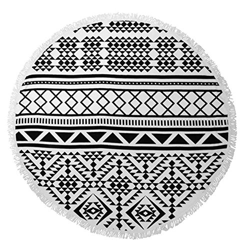 Wuiyepo Anti-Saison Runde Bettzeug Vorahnung Tischdecke Staubblockierung Stoff Vorhang Sofa Stoff Tapestry Hippie Boho Gypsy Tuch Strandtuch Picknick Decke Schal (Schwarz) - 2