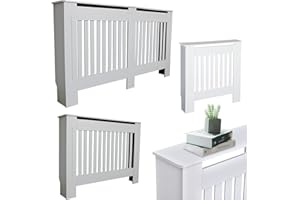 YOUSEAHOME Large Tall Radiator Cover with Vertical Style Slats, Modern Home Cabinet Living Room Furniture MDF Wooden Heating Storage Grill White Painted Hallway Radiator Cover Sideboard, 152cm x 19cm x 82cm