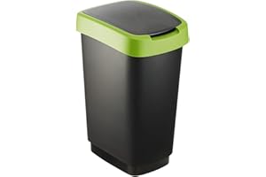 Rotho Salsa Poubelle 50 l avec couvercle, plastique (PP) sans BPA, vert, 50 l (40,1 x 29,8 x 60,2 cm)