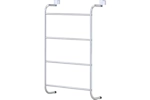 Taylor & Brown 4 Tier Chrome Over Door Clothes Airer Towel Rail Rack Hanger Bar Holder Bathroom Bath Towels Storage Organiser - W46.5cm x D16cm x H72.5cm