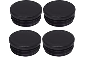 SKIR'CO (4 pièces) Inserts de tubes ronds 55 mm Bouchons de poteau de clôture noirs en plastique Embouts de tube noirs RAL 9005