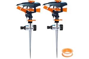 2 Pcs Asperseur Arrosage Rotatif, dellyy Arroseur a Pulsation Pelouse, Arroseur de Jardin Rotatif 360, Arrosage Jardin Sprinkler, pour Arroser Les Plantes de La Pelouse du Jardin