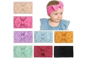 HIDEYA 12 unidades de diadema de nailon para bebés y niñas, lazos súper elásticos, banda para el cabello, accesorios para el cabello suave para niños recién nacidos