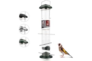 WILDTIER HERZ cuore di animali selvatici I Colonna di Alimentazione Semi Niger Neri per Cardellino e Lucherino - 5 Anni di Garanzia - Realizzata in Metallo antiruggine (38cm, Verde)