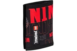 SKANDO BAGS Lego Ninjago Porte-monnaie pour enfant garçon et fille avec fermeture Velcro, compartiments pour pièces de monnaie, billets et photos - Portefeuille robuste et facile d'entretien, Lego