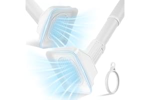 JICUIGE Telescopic Shower Curtain Rod with Suction Cups, Steel Tension Pole, Extendable 120-300cm, 33mm Diameter, No-Drill Installation, Supports up to 60kg, Enhanced Grip on Tiled Walls, White