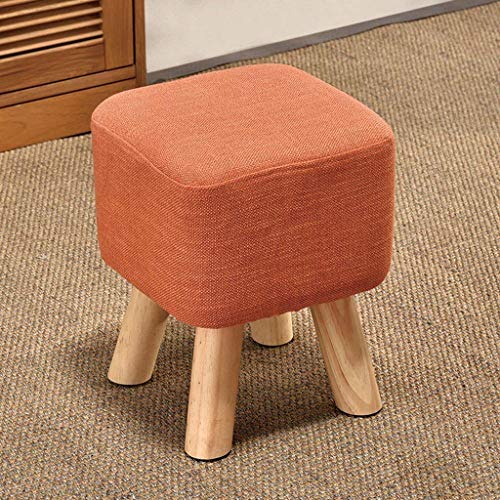 Stool Solid Wood Small Change The Shoe Stool Cloth Sofa Stool Wooden Bench Creative Living Room Fashion (Color : ORANGE, Size : 28 * 28 * 34cm)