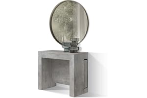 PAZZO DESIGN Consolle Allungabile Marie con Porta Prolunghe, Tavolo da Cucina Salvaspazio, Grigio Cemento, Fino a 12 Posti, Made in Italy, Da 45 a 300 cm