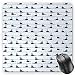 Produktbild HYYCLS Whale Teppichläufer, horizontal, Stylized Ocean Waves with Blue Fishes Cute Animals of Sea, Standard Size, rechteckig, Nicht Rutschfest, Mousepad, Marineblau/Weiß