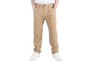 CAMLAKEE Pantalones para niño Pantalones chinos Niños Niños Pantalones de tela Corte recto con cremallera