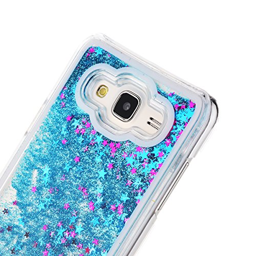 Funda Samsung Galaxy J5  We Love Case Bling Arena Funda Samsung Galaxy J5 2015 Glitter Fluido L  quido Movediza Lentejuelas  Quicksand Estrellas Funda Para Samsung J5 2015 Carcasa PC Casco De Pl  stico Duro Cascara Sparkle Brillar Claro Cristal Caso Bumper Case Cover Cubierta De Protecci  n Anti Ara  azos Choque Absorci  n Protector Creativo Dise  o Dibujo Star Azul