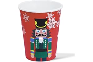 ZVK Gobelets en papier de fête Lot de 12 Gobelets Jetables Rouge, 9 onces, 250ml Tasses en papier pour Noël, Soldats