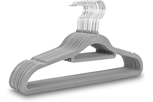 UTTAM Velvet Hangers 50 Pack - Thin Non-Slip Clothes Coat hangers with Tie Bar and 360 Degree Hook for Home Storage Durable, Sturdy for Suits, Jackets (Grey)