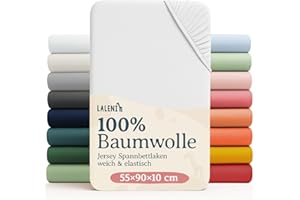Laleni Jersey Spannbettlaken Beistellbett und Wiege 55x90 cm - Oeko-Tex Zertifiziert, 100% Baumwolle, atmungsaktives Spannbetttuch für Baby, 135 g/m², weiß