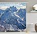 Produktbild Lake House Decor Shower Curtain, Snowy Mountain Scene Under Sky Winter Wilderness Untrodden Nature Print, Fabric Bathroom Decor Set with Hooks, 60W X 72L Inches, White Blue