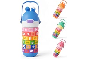 AmiRio Gourde Enfant Isotherme en Acier Inoxydable Anti Fuite avec Paille - Bouteille Metal pour Maternelle, Garçon & Fille 3 à 6 Ans - Ludique et Personnalisable, Sans BPA.