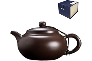 NIUKOMY Tetera de Arcilla Púrpura, Tetera Yixing, Teteras de Arena Morada, Tradicional Zisha Teteras Kung Fu China, Hecha a Mano de Arcilla con Caja, 400 ML
