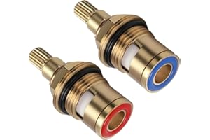 Anei Replacement Brass Ceramic Disc Tap Valve Insert Gland Cartridge Quarter Turn, Replacement,Tap Cartridges,Tap Glands Seals Repair Kit G1/2'' for Bathroom Kitchen (1 Pair Hot & Cold)