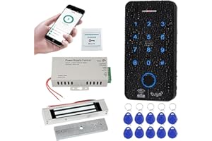 FUSYTULY WiFi Tuya Smart Zugangskontrollsystem wasserdichte Biometrie RFID Tastatur 125KHz 13.56MHz Fingerabdruck Schlösser, 180KG Elektrisches Magnetisches Schloss, 10PCS Schlüsselkarten