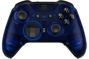 eXtremeRate Clear Blue Replacement Faceplate Cover for Xbox One Elite Controller Series 2 (Model 1797), Custom DIY Front Housing Shell Case & Accent Rings Core