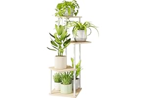 Bamworld Małystojak na roślina 4-poziomowy metalowy stojak do kwiatów, idealny dla patio, ogrodu, balkonu, salonu i sypialni (biały)