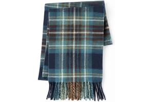 BRAW CLANS TARTANS 100% Pure Lambswool Tartan Scarf for women and men - 60x12 Unisex, Brushed wool winter long soft warm tartan check scarves - Gift for Christmas