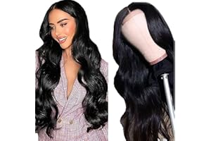 Weeybay Echthaar Perücke für Damen Perücken Body Wave Human Hair Wig 4X4 Lace Closure Natural Black 150% Density Unprocessed Brazilian Remy Hair Glueless for Woman 26 Zoll