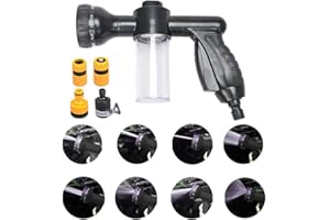 SEANPEM Foam Water Spray Gun - High Pressure Washing Tool - Heavy Duty 8 Pattern Watering Nozzle Garden Hose Sprayer Gun Flow Control Setting Knob for Car Washing Garden Lawn Room Floor Cleaning Pets Washing
