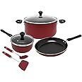 Prestige Cast Aluminium Cookware Sets of 7 Piece | Non Stick Aluminium| Casserole | Saucepan | Fry Pan- PR22353-Red