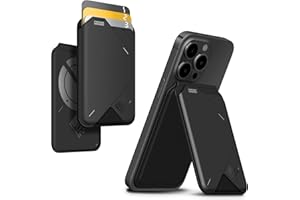 Aulumu G02 [2-in-1] for MagSafe Wallet & Stand, Compatible with MagSafe, Adjustable Stand, Open ID Window, Magnetic Mobile Phone Wallet Stick-On for iPhone 16/15/14/13/12 Series, Black