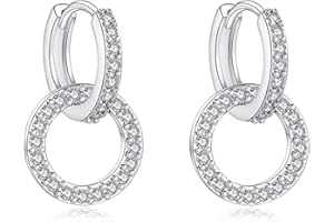 Fcebsty Ohrringe Silber 925 hängend für Mädchen, S925 Sterling Silber Ohrring double hoop mit Zirkonia, Double Circle Hoop Ohrringe Schmuck für Hochzeitsgeschenke für Frauen