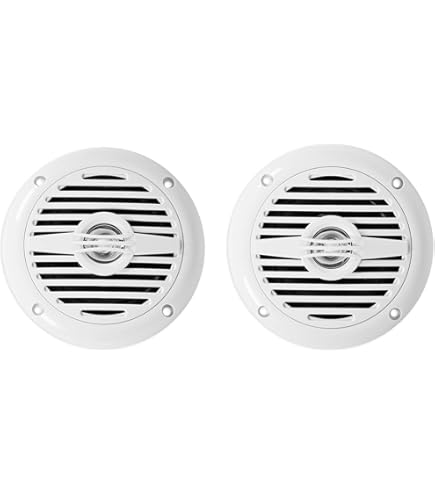 Herdio 4 Inches Waterproof Marine Ceiling Speakers With 160 Watts Power, Handling For Kitchen Bathroom Boat Car RV Camper Motorcycle Cloth Surround And Low Profile Design - 1 Pair (White