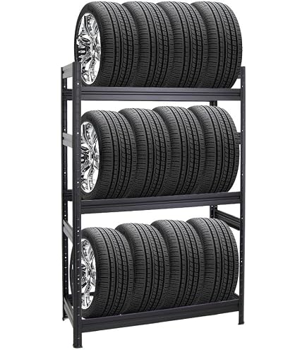 Étagère à Pneus Simon Rack - 3 Niveaux, Capacité 7 Pneus, 200x150x45 Cm, Charge Max 120 Kg - Galvanisé, Montage Facile