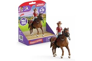 schleich HORSE CLUB | Hannah & Cayenne 42711 | bewegliche Mädchenfigur | mit Pferde Zubehör | tolles Geschenk für Mädchen und Jungen | Pferde Spielzeug ab 5 Jahren | 6-teiliges Spielset