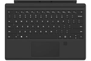 Microsoft Clavier Type Cover Surface Pro Noir avec Identification par Empreinte Digitale compatible Surface Pro 3/4/5/6/7/7+ (rétroéclairage LED, pavé tactile en verre) - Clavier AZERTY français