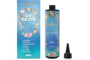 IHRDNNR 500g Resina UV de Cristal Transparente de Resina Epoxi de Curado Ultravioleta Duro para Bricolaje Accesorios de Arte de Uñas Pegamento de Resina UV para Fabricación de Joyería (DIY500)