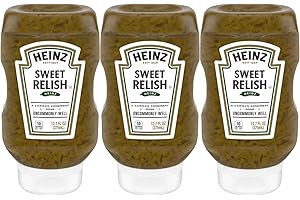 ‎KAJAL Heinz Relish süß-sauer - 275 ml Glas (Packung mit 3) | Perfekt für Hot Dogs, Hamburger, Sandwiches & Dips | Mit Gurken, Paprika & Senf - Ideal als Beilage & Relish