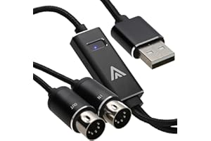 kenable USB Type C or A to MIDI Interface Adapter Cable MIDI In & Out Lead Win11/OSX (USB A)