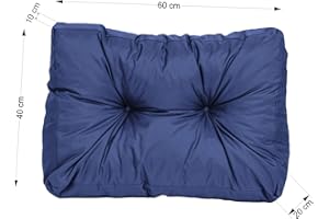 ‎TEXDEKO TexDeko® Garden Seitenkissen 60x40x20/10cm wasserabweisend UV - beständig gesteppt Premium Kissen für Europaletten In- & Outdoor Palettenpolster (Blau)