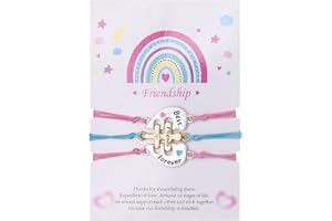 EQLEF Pulsera Amistad Amigas para 3 Niñas, lindo y Colorido Ajustable Mejor Amigo Pulseras en Forma de Corazón BFF Regalos con Strass para Joyería de Graduación de Cumpleaños
