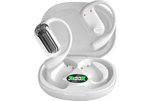 ND NEXT DESTINATION Cuffie Auricolare sportive senza fili Bluetooth V5.4 Casco Auricolare a conduzione ossea Auricolare Appeso Orecchio Aperto Bianco