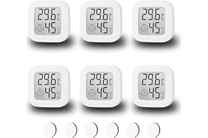 Digitales Thermo-Hygrometer, Thermometer Hygrometer Innen 6 Stück, Nizirioo Klein Temperatur und Luftfeuchtigkeitsmesser mit Display in ℉/℃, Digital Hochgenauer Temperatursensor für Innenraum Babyraum