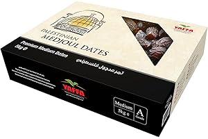 Yaffa Delicious and Juicy Medium Medjool Dates (Box of 5kg) - All Natural, No Added Sugar, Free from Additives, Sustainably Grown and Hand-Picked Palestinian Dates