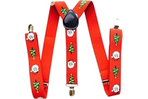 Bohue Christmas Xmas Trouser Braces Suspenders With Santa Pattern - Y Back Shaped for Men Women