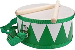 GICO Tamburo per bambini, strumento musicale in legno, con tracolla e bastoncini, diametro: 20 cm - 3845 g