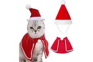 OCTONYLUCK Weihnachtskostüm für Katzen, Katzen Hunde Weihnachtskostüm, Haustier Kostüm Weihnachten Kleidung für Klein Hund Katze, Weihnachten Katzenkostüm Hundekostüm mit Weihnachtsmütze Cosplay